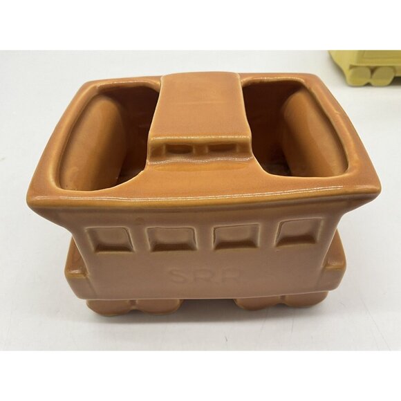 Shawnee Vintage 4 Piece Pottery S.R.R. Train Engine and Cars Planter Set MCM - Picture 13 of 16